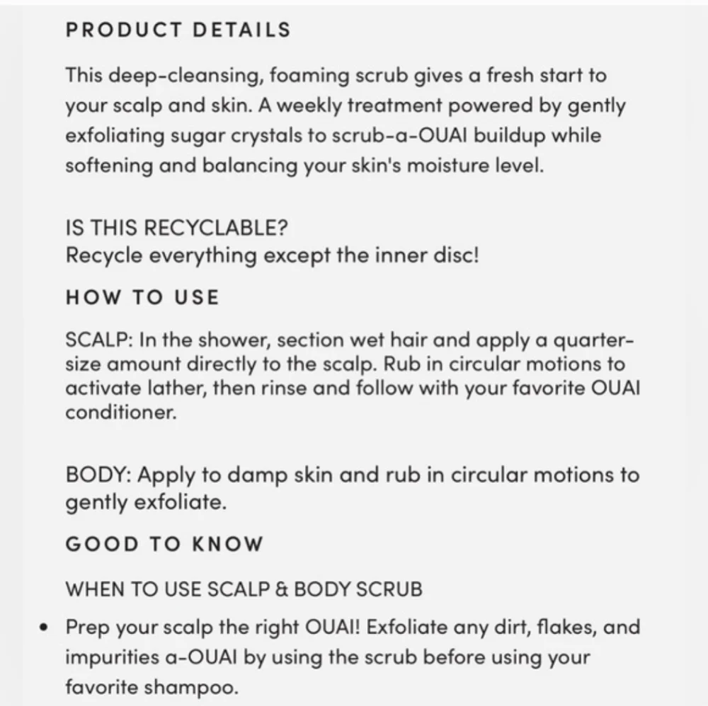 NEW OUAI Scalp & Body Scrub Melrose Place 8.8 oz